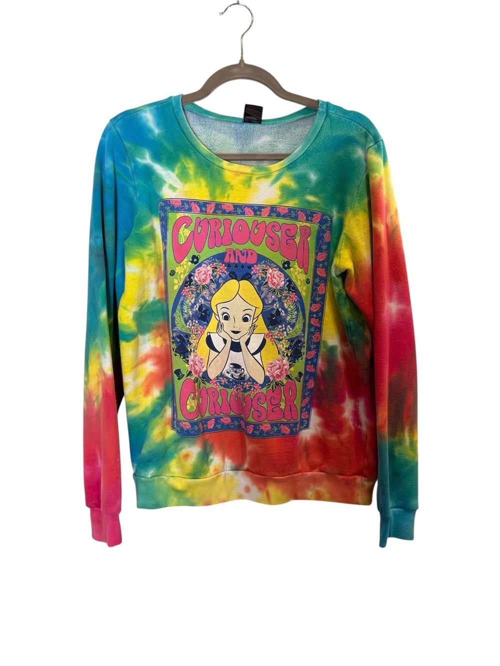 Disney Tie-Dye "Curiouser and Curiouser" Crewneck Sweatshirt - Multicolor Sz M